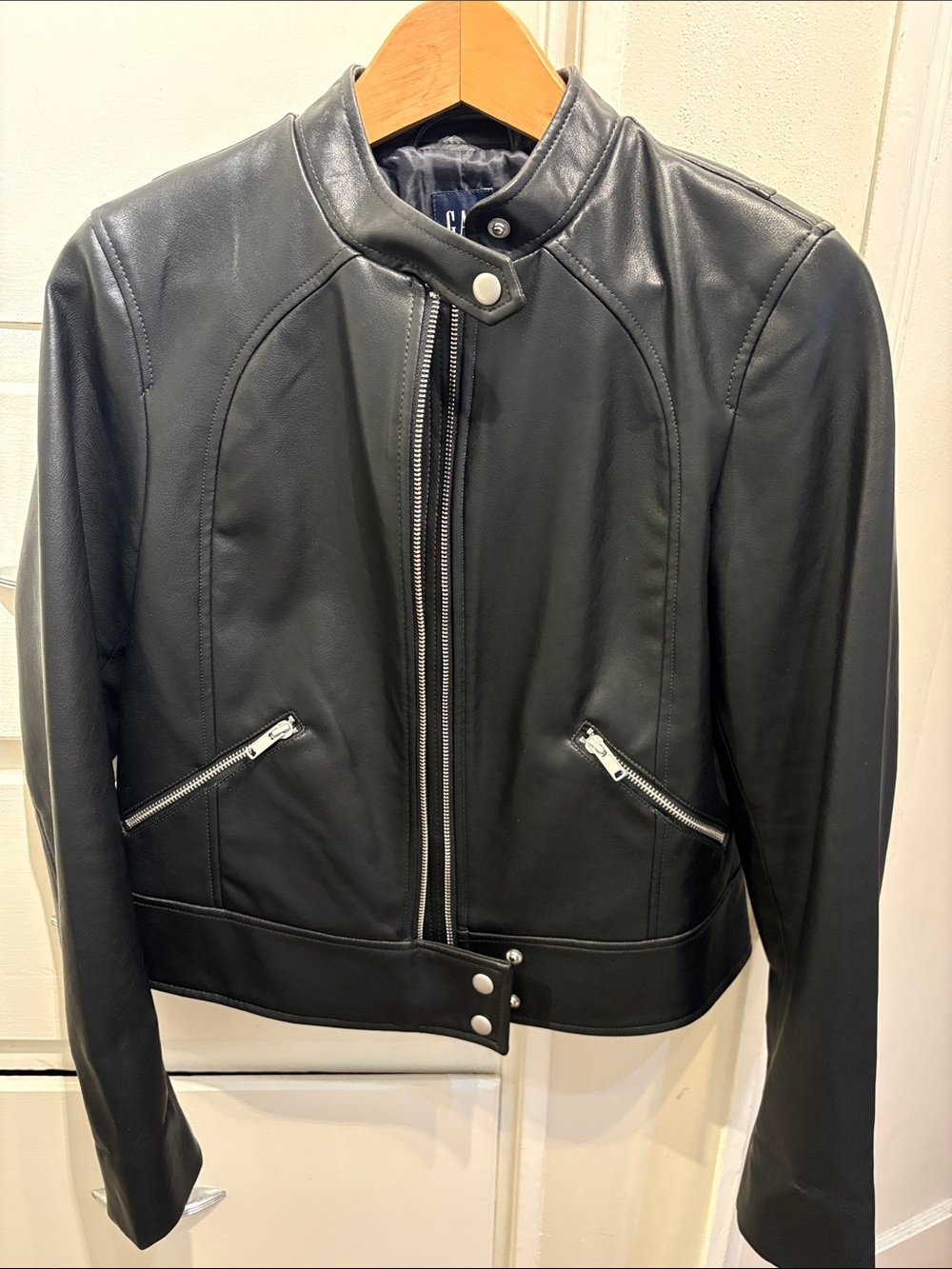 GAP Black Leather Biker Jacket